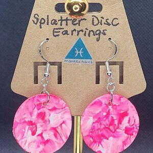 Splatter Earrings - Neon Pink - Handmade
